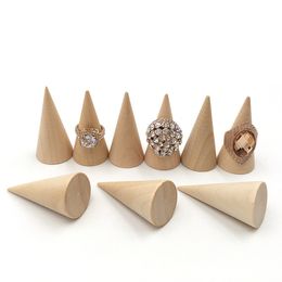 Wooden Cone Creative Ring Holder Jewelry Stand Display Earring Ring Rack Organizer Display Tool Jewelry Storage Supplies 1PC