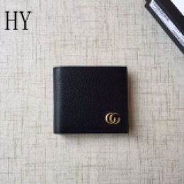 Luxury designer New Marmont Black Bifold Pebbled Men Leather Wallet 428726 with box size:10.5*9.5cm