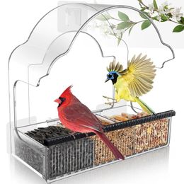 Other Bird Supplies BMBY-Window Feeders For Outside Clear Window Feeder With 3 Strong Adhesive Sheets Transparent Acrylic House