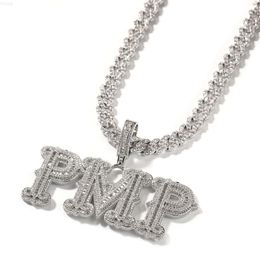 Custom Name Iced Out Baguette Letter Pendant 9mm Cuban Chain Fashion Hip Hop Jewellery Men Women Cz Nameplate Necklace