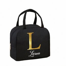 custom Name Lunch Bag Tote Portable Insulated Box Canvas Thermal Cold Food Ctainer School Picnic Men Women Travel Lunchbox W7rh#