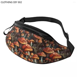 Waist Bags Cool Wild Mushrooms Print Fanny Pack Women Men Crossbody Bag For Camping Biking Phone Money Pouch