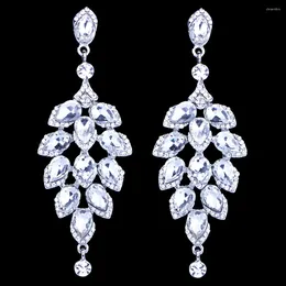 Dangle Earrings FARLENA Exclusive Tree Shaped Crystal Silver Plated Long For Women Bridal Wedding Jewelry