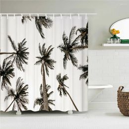 Shower Curtains High Quality Sunny Beach Palm Tree Printed Fabric Sea Scenery Bath Screen Waterproof Bathroom Decor With Hooks