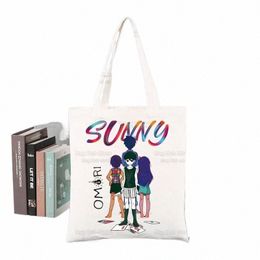 omori Game Carto Manga Kawaii Canvas Tote Bag Eco Shop Bag Large Shoulder For Women Foldable Beach Shopper Bag k8vV#