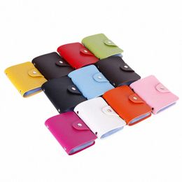 new Fi Solid color Small Credit Card Holder Men Women Travel Cards Wallet PU Leather Buckle Busin ID Card Holder 12 Bits 86B5#