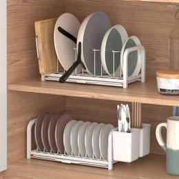 Kitchen Storage Modern Rack Tableware Drainer Drainboard Holder Dish Bowl Dishes Countertop Drying Dinnerware Pull-out