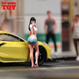 Painted Miniatures 1/64 1/43 1/87 Sexy Selfie Long Hair Girl Scene Figure Dolls Unpainted Model For Cars Vehicles Toy
