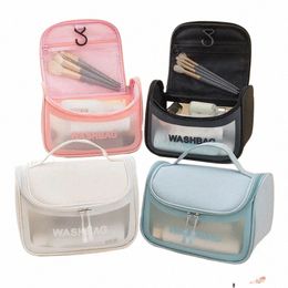 pu Women Travel Storage Bag Toiletry Organize PVC Waterproof Cosmetic Bag Portable Transparent MakeUp Bag Female Shower W 98mU#