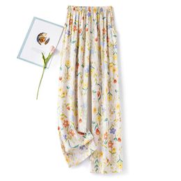 2023 Japanese Pajamas Women Summer Home Clothes Pants Loose Flower Comfortable Trousers Wide Leg Sleep Bottoms Casual Loungewear