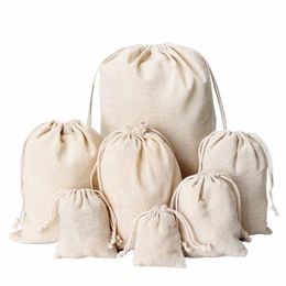 simple canvas head jewelry drawstring storage bundle pocket play jewelry bag multi-grain canvas bunched small cloth bag 43fG#