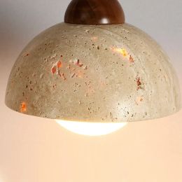 Retro Yellow Hole Stone Bedside Pendant Lamp Creative Designer Lampara Techo Led Lighting for Bedroom Dining Room Lustre Decor