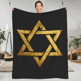 Blankets Star Of David Soft Warm Blanket Golden Jewish Travel Throw Spring Novelty Design Flannel Bedspread Sofa Bed Cover