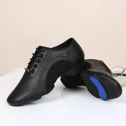 Dance Shoes Modern Fitness Black Soft Dancing Sneakers Breathable Mesh Jazz Hip Hop Salsa 3cm Platform For Women