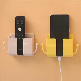 Hooks Wall Mounted Mobile Phone Holder Multifunction Remote Control Storage Box Charger Hook Cable Charging Dock Stand