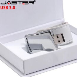 JASTER Exquisite USB 3.0 Flash Drive White Shell 128GB 64GB Free Custom Logo 32GB Pen Drive Wedding Photography Memory Stick Box