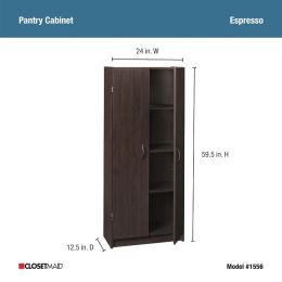 Pantry Cabinet Cupboard with 2 Doors Adjustable Shelves, Standing, Storage for Kitchen, Laundry or Utility Room