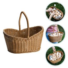 Wedding Decorations for Ceremony Rattan Shopping Basket Woven Food Storage Gift Flower Arrangement Supply Bread Holder Crafts 240318