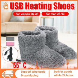 1~6PCS Winter Usb Heater Slippers Men Warm Home Shoes Plush Electric Slippers Heated Washable Electric Shoes Warming Pad Heating