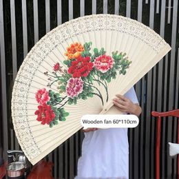 Decorative Figurines Chinese Oversized Decoration Folding Fan Large Classical Wall Mount Wooden Living Room Furnishings