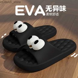 home shoes QYCKABY 2024 New EVA Summer Women Fashion Cute Outdoor Anti-skid Rubber Slippers Indoor Soft Sole Couple Cartoon Big Eyes Sandal Y240401