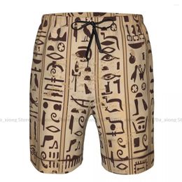 Men's Shorts Men Beach Short Quick-drying Swimming Trunk Egyptian Hieroglyphs Pattern Swimwear Swimsuit Bathing