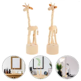 Decorative Figurines Home Decor Wooden Giraffe Figurine Finger Puppets Cartoon Desktop Animal Party Favors Car