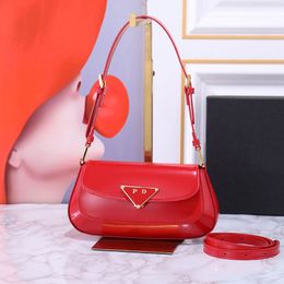 Luxury Womens Red Bag PRDO Fashion Shoulder Bag Genuine Leather Designer Golden Triangle Womens Bag Nappa Lining Handbag Versatile Valentines Day Bag Underarm Bag