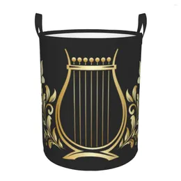 Laundry Bags Basket Lyre Golden Music Cloth Folding Dirty Clothes Toys Storage Bucket Household