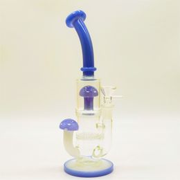 2024 Clear Cream Blue 2 Layers Mushroom 11 Inch Glass Bongs Water Pipe Bong Tobacco Smoking Tube 14MM Bowl Dab Rig Recycler Bubbler Pipes