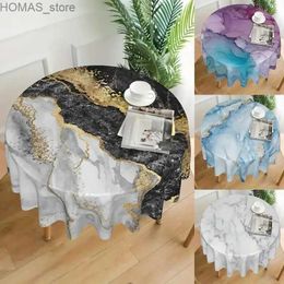 Table Cloth 1 marble circular tablecloth 60 inch regular white Grey tablecloth cover waterproof fabric farmhouse abstract tablecloth decoration Y240401