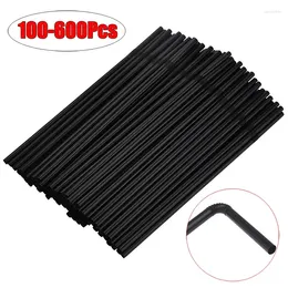 Disposable Cups Straws 100-600Pcs Black Drinking Plastic Flexible Straw For Kitchen Beverage Cocktail Event Alike Supplies Rietjes