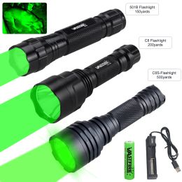501B/C8/C8s 500 Yards Professional Hunting Flashlight Tactical Green/Red Scout Torch Lights USB Rechargeable Waterproof Lanterna