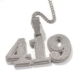 New Hip Hop Diamond Initial Pendant Necklace Big Size Bling Iced Out Cz Number Gold Plated Men Women Name Letter Zircon Necklace