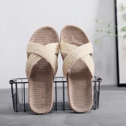 Slippers 2024 Men And Women Summer Indoor Breathable Cotton Linen Couple Home Comfortable