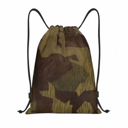 ww2 German Splittertarn Camo Drawstring Bags for Shop Yoga Backpacks Women Men Military Army Camoue Sports Gym Sackpack u9UT#