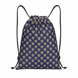 custom Chic Fleur De Lis Drawstring Bag Men Women Lightweight Fleur-de-lis Lily Fr Sports Gym Storage Backpack D92a#