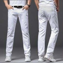 Spring and Summer White Soft Stretch Denim Men Jeans Fashion Casual Classic Style Slim Trousers Male Brand Advanced Pants 240321