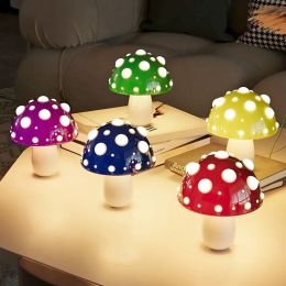 Ins Decorative Small Mushroom Table Lamp Bedroom Bedside Study Dormitory Atmosphere Desk Light USB Rechargeable Night Light Gift