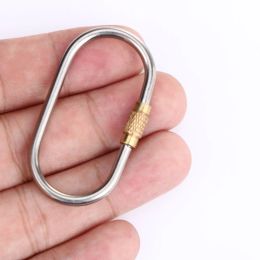 D Shape Titanium Alloy Screw Lock Carabiner Clip Hook Keychain Camping