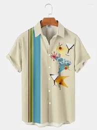 Men's Casual Shirts Hawaiian Short Sleeve Shirt Abstract Art Print Lapel Top Large Size Comfortable Fashion 2024