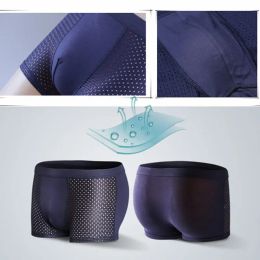 1pc Men Panties Male Underpants Man Shorts Boxers Underwear Slip Homme Calzoncillos Bamboo Hole Breathable Large Size (No Box)