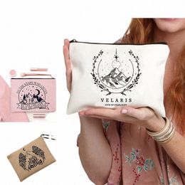 acotar Velaris Print Women Makeup Bag Toiletry Storage Pouch Purse Teacher Gift White Cosmetic Case Female Beauty Organizer j4mI#