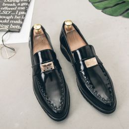 Boots Casual Shoes Man Fashion Loafers Men Shoes Black for Fashion Men's Summer Leather Skin Italian Stylish Lather Wedding