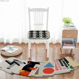 Cushion/Decorative Pillow Bauhaus Geometric Abstract Lines Japan Tie Rope Seat Cushion Office Dining Stool Pad Sponge Sofa Mat Non-Slip Seat Mat Y240401