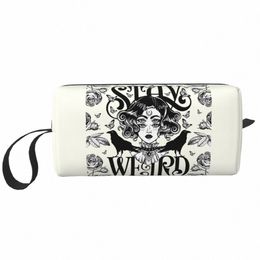 custom Stay Weird Toiletry Bag Women Halen Witch Cosmetic Makeup Organiser Ladies Beauty Storage Dopp Kit Box X3z5#