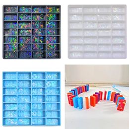 DIY Holographic Dominoes Board Game Silicone Mold Keychain Pendant Charms Epoxy Resin Mould Children Educational Arithmetic Tool 240315