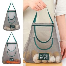 Storage Bottles Household Fruit And Vegetable Double Mesh Bag Foldable Tote Shopping Reusable Can For Refrigerator