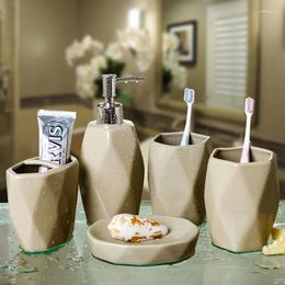 Bath Accessory Set Bathroom Toiletries Five Piece Home Decoration Accessories Gift For Lywed Couples Toothbrush Cup Mouthwash