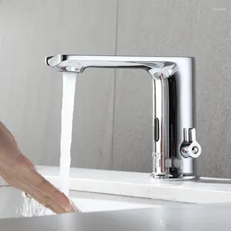 Bathroom Sink Faucets Smart Touchless Kitchen Faucet Polished Infrared Sensor Chrome Induction Water Mixer Taps